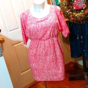 Pink & White Peekaboo Sleeved Party Dress XL